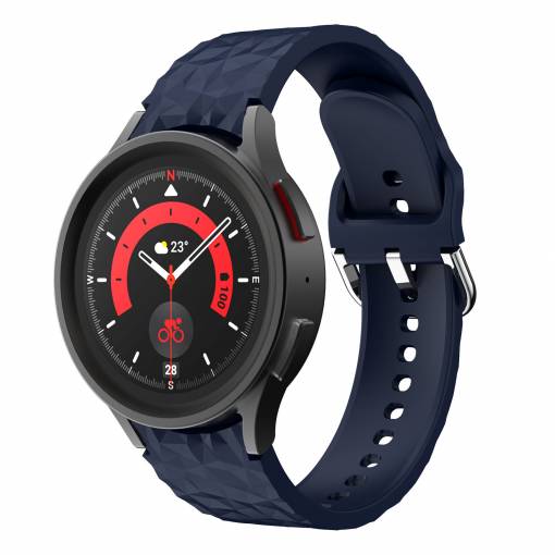 Foto - eses Silikonový řemínek strukturovaný pro Samsung Galaxy Watch 4, 5, 6, 7 - Tmavě modrý, 20 mm