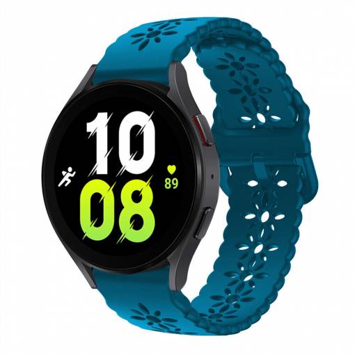 Foto - eses Silikonový řemínek dírkovaný se vzorem pro Samsung Galaxy Watch 4, 5, 6 - Tyrkysově modrý, 20 mm