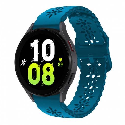 Foto - eses Silikonový řemínek dírkovaný se vzorem pro Samsung Galaxy Watch 4, 5, 6, 7 - Tyrkysově modrý, 20 mm