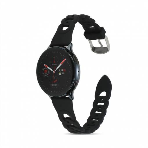 Foto - eses Silikonový řemínek splétaný pro Samsung Galaxy Watch 4, 5, 6 - Černý, 20 mm