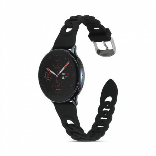Foto - eses Silikonový řemínek splétaný pro Samsung Galaxy Watch 4, 5, 6, 7 - Černý, 20 mm