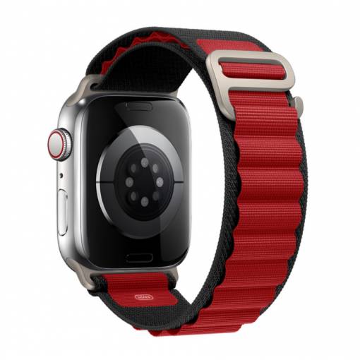 Foto - eses Alpský tah pro Apple Watch - Červeno černý, 42mm, 44mm, 45mm, 49mm