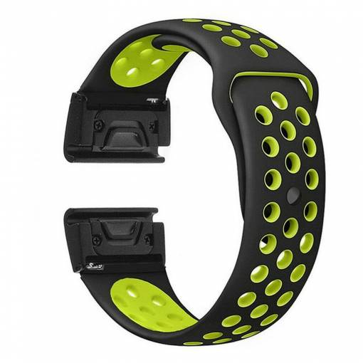 Foto - eses Silikonový dírkovaný řemínek pro Garmin - Černo zelený, QuickFit 20 mm