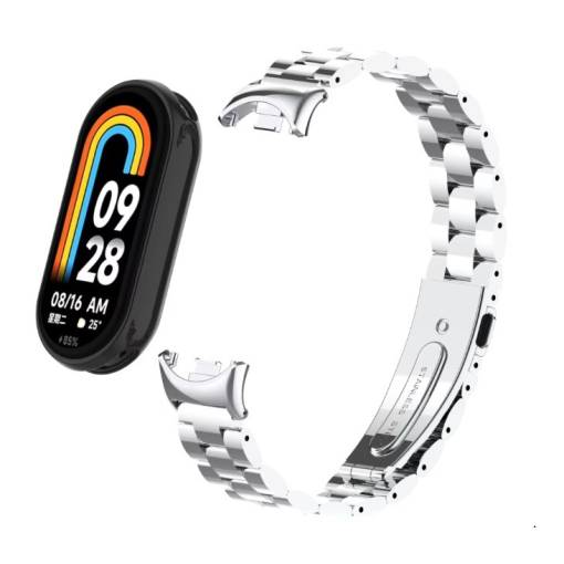 Foto - eses Kovový řemínek pro Xiaomi Mi Band 8 - Stříbrný