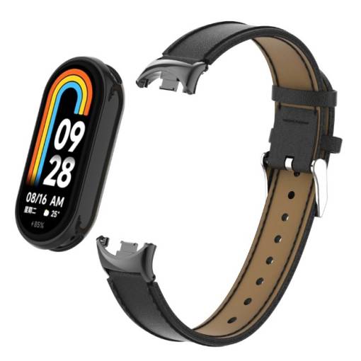 Foto - eses Kožený řemínek pro Xiaomi Mi Band 8 a 9 - Černý