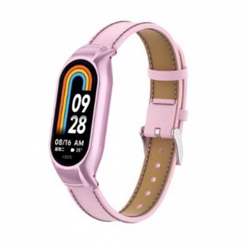 Foto - eses Kožený řemínek pro Xiaomi Mi Band 8 a 9 - Růžový