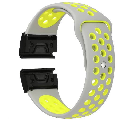 Foto - eses Silikonový dírkovaný řemínek pro Garmin - Šedo žlutý, QuickFit 22 mm