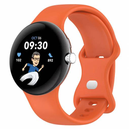 Foto - eses Silikonový řemínek pro Google Pixel Watch 1, 2 - Oranžový, velikost S