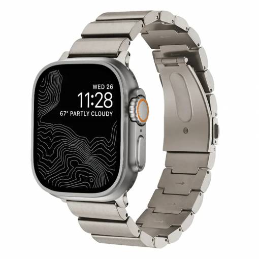 Foto - eses Titanový článkovitý řemínek pro Apple Watch - Stříbrný matný 42mm, 44mm, 45mm, 49mm