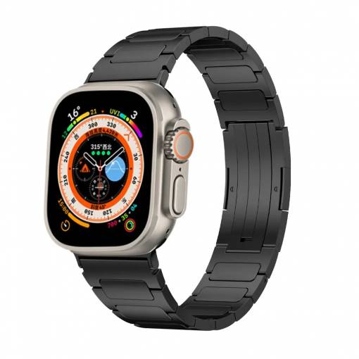 Foto - eses Titanový segmentový řemínek pro Apple Watch - Černý 42mm, 44mm, 45mm, 49mm