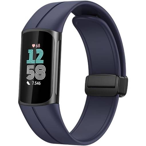 Foto - eses Silikonový řemínek s magnetickou přezkou pro Fitbit Charge 5 a 6 - Modrý