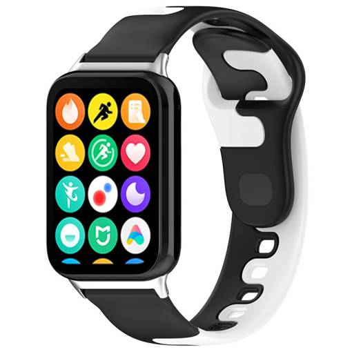 Foto - eses Silikonový řemínek pro Xiaomi Redmi Watch 4 a Xiaomi Smart Band 8 Pro - Černo bílý