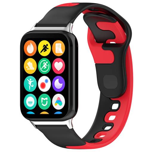 Foto - eses Silikonový řemínek pro Xiaomi Redmi Watch 4 a Xiaomi Smart Band 8 Pro - Černo červený