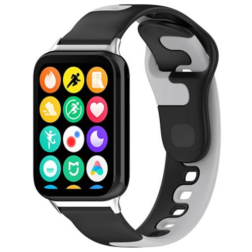 Foto - eses Silikonový řemínek pro Xiaomi Redmi Watch 4 a Xiaomi Smart Band 8 Pro - Černo šedý