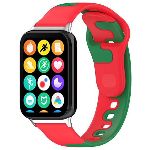 Foto - eses Silikonový řemínek pro Xiaomi Redmi Watch 4 a Xiaomi Smart Band 8 Pro - Červeno zelený