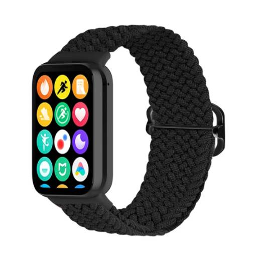Foto - eses Pletený nylonový řemínek pro Xiaomi Redmi Watch 4 a Xiaomi Smart Band 8 Pro - Černý