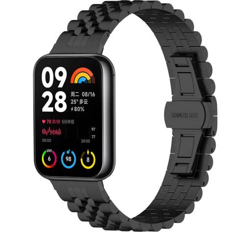 Foto - eses Kovový řemínek pro Xiaomi Redmi Watch 4 a Xiaomi Smart Band 8 Pro - Černý