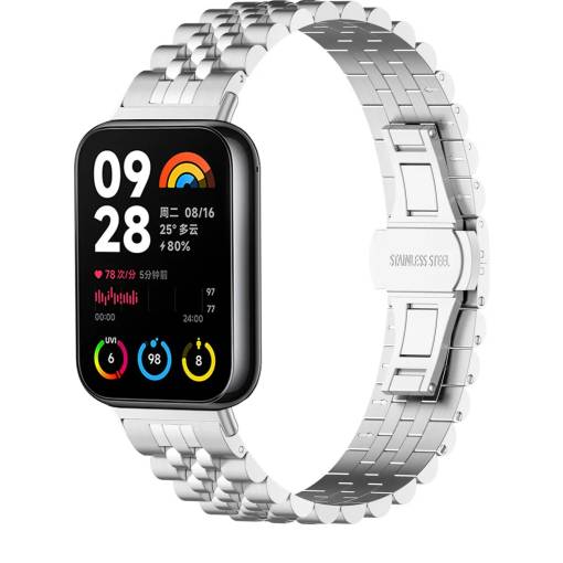 Foto - eses Kovový řemínek pro Xiaomi Redmi Watch 4, Smart Band 8 Pro a 9 Pro - Stříbrný