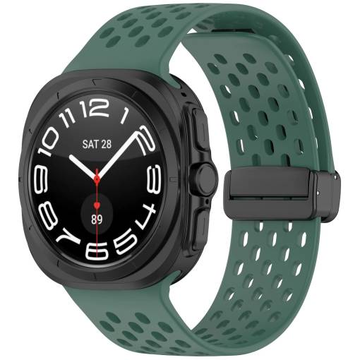Foto - eses Silikonový dírkovaný řemínek s magnetickou přezkou pro Samsung Galaxy Watch Ultra 47 mm - Zelený