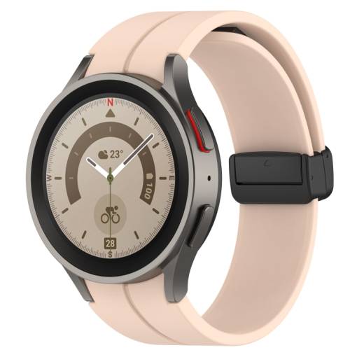 Foto - eses Silikonový řemínek s magnetickou přezkou pro Samsung Galaxy Watch 4, 5, 6, 7 - Béžový