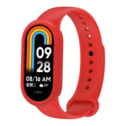 Foto - eses Silikonový řemínek a rámeček pro Xiaomi Smart Band 8 a 9 - Červený