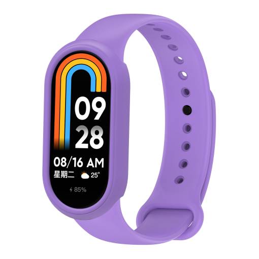 Foto - eses Silikonový řemínek a rámeček pro Xiaomi Smart Band 8, 9 a 10 - Fialový