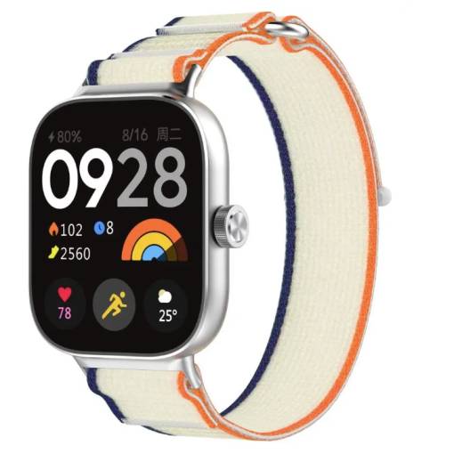 Foto - eses Nylonový řemínek pro Xiaomi Redmi Watch 4 a 5, Smart Band 8 Pro a 9 Pro - Oranžovo béžový