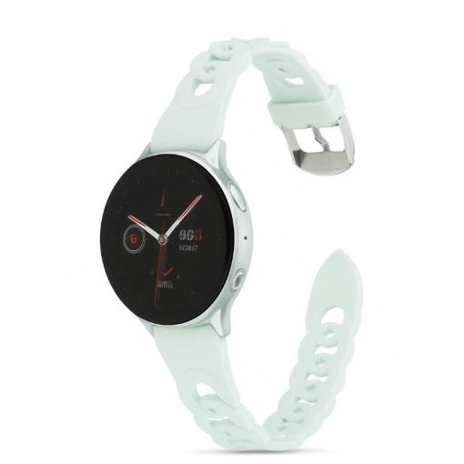 Foto - eses Silikonový řemínek splétaný pro Samsung Galaxy Watch 4, 5, 6, 7 - Světle modrý, 20 mm