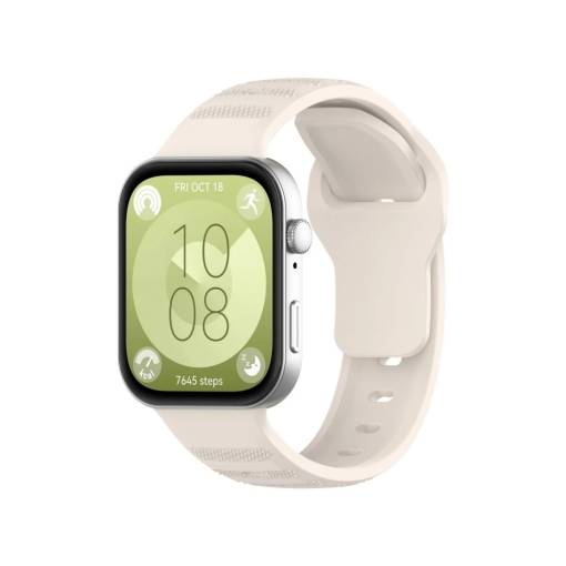 Foto - eses Silikonový vzorovaný řemínek pro Huawei Watch Fit 3, 4 a 4 Pro - Béžový