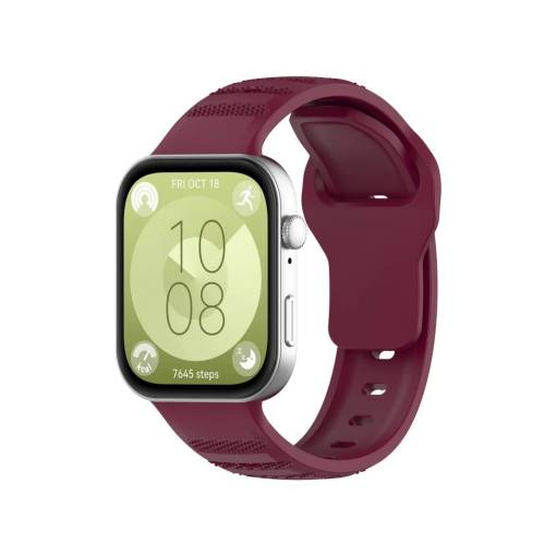 Foto - eses Silikonový vzorovaný řemínek pro Huawei Watch Fit 3, 4 a 4 Pro - Vínový