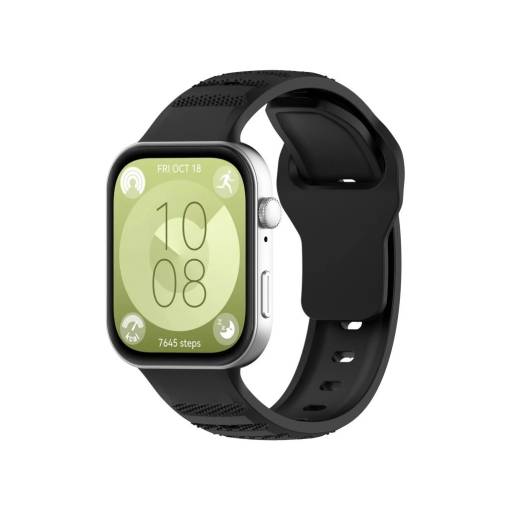 Foto - eses Silikonový vzorovaný řemínek pro Huawei Watch Fit 3, 4 a 4 Pro - Černý