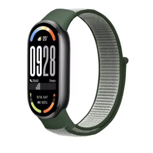 Foto - eses Nylonový řemínek pro Xiaomi Smart Band 8, 9 a 10 - Zeleno bílý