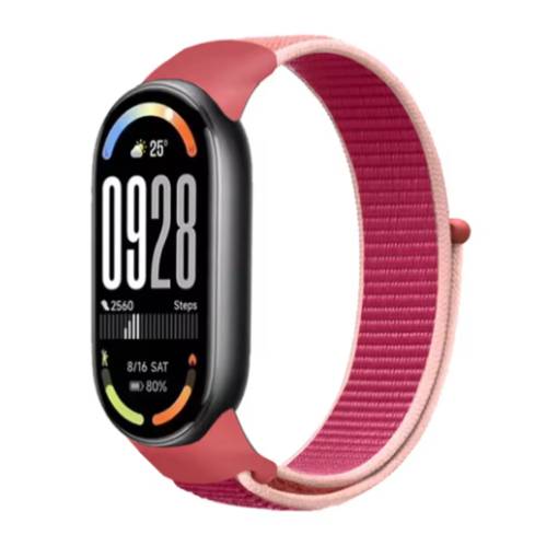 Foto - eses Nylonový řemínek pro Xiaomi Smart Band 8, 9 a 10 - Růžovo červený
