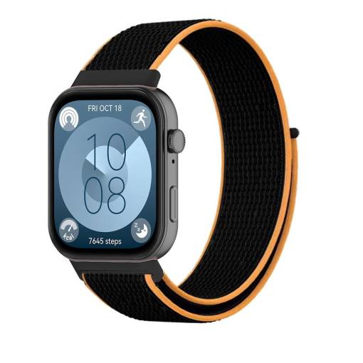 Foto - eses Nylonový řemínek pro Huawei Watch Fit 3, 4 a 4 Pro - Černo oranžový