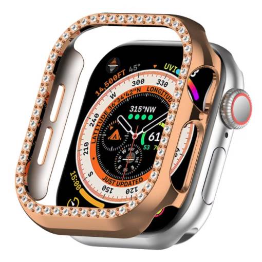 Foto - Ochranný rámeček s kamínky pro Apple Watch 10, 46 mm - Měděný