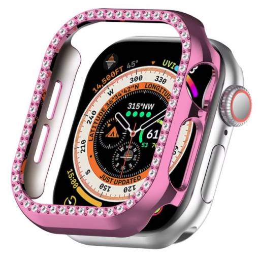 Foto - Ochranný rámeček s kamínky pro Apple Watch 10, 42 mm - Růžový