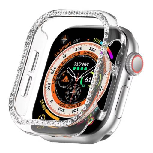 Foto - Ochranný rámeček s kamínky pro Apple Watch 10, 42 mm - Transparentní