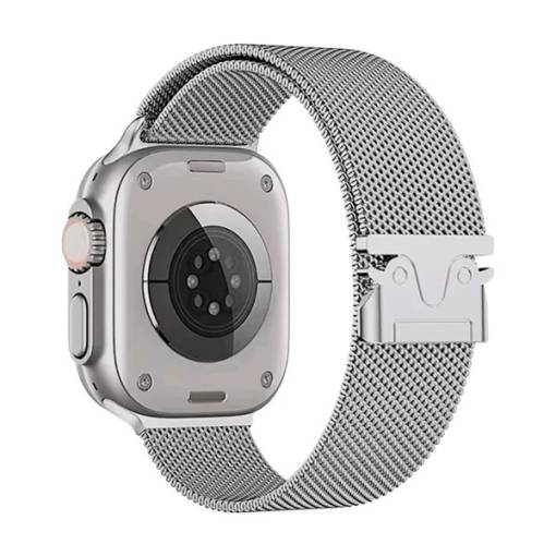 Foto - eses Milánský tah se sponou pro Apple Watch - Stříbrný lesklý, 42mm, 44mm, 45mm, 49mm