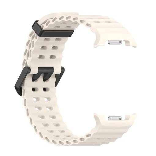 Foto - eses Silikonový dírkovaný řemínek pro Samsung Galaxy Watch 8 - Béžový