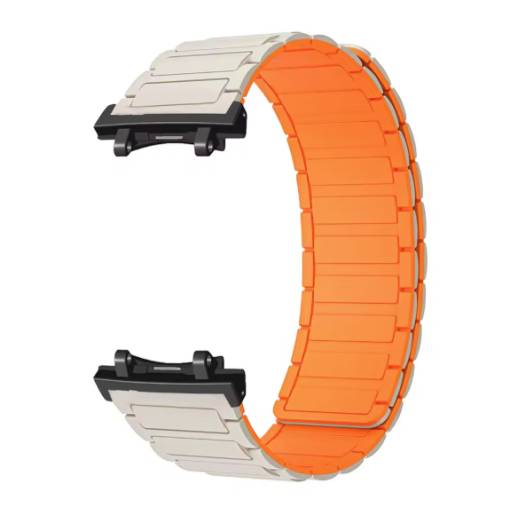 Foto - eses Magnetický silikonový řemínek pro Amazfit T-Rex 3 Pro 48mm - Bílo oranžový