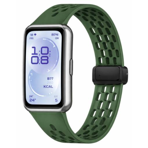 Foto - eses Silikonový dírkovaný řemínek s magnetickou přezkou pro Huawei Band 11 a Huawei Band 11 Pro - Modrý