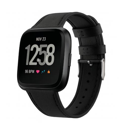 Foto - eses Kožený řemínek pro Fitbit Versa - Černý