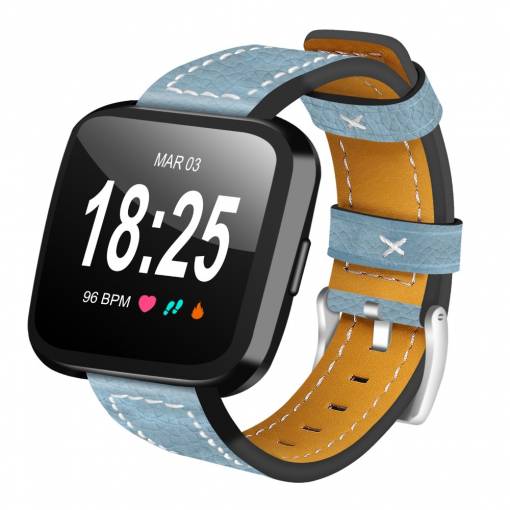 Foto - eses Kožený řemínek pro Fitbit Versa - Modrý