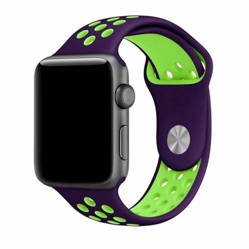 Foto - eses sportovní řemínek pro Apple Watch fialový/zelený 42mm/44mm/45mm