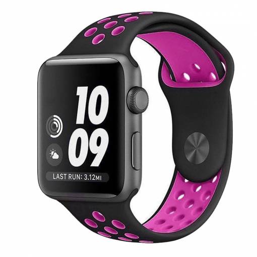 Foto - Sportovní řemínek 42mm černý/růžový pro Apple Watch