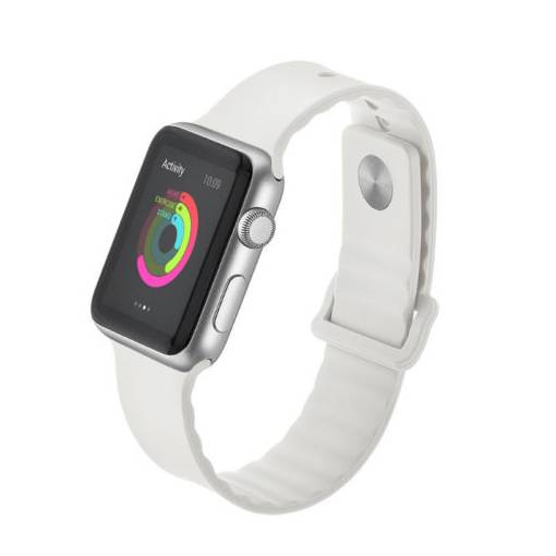 Foto - eses Silikonový vlnitý řemínek 42mm/44mm bílý pro Apple Watch