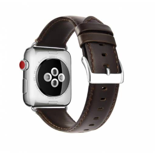 Foto - eses Kožený řemínek pro Apple Watch - Tmavě hnědý, 42mm/44mm/45mm/49mm