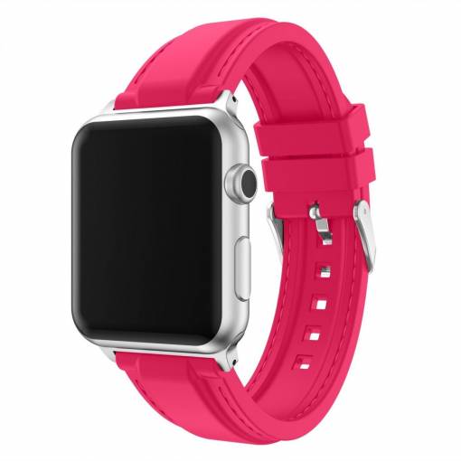 Foto - eses Silikonový řemínek 42mm růžový s prošíváním pro Apple Watch