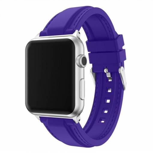 Foto - eses silikonový řemínek pro Apple watch fialový s prošíváním 42mm/44mm/45mm