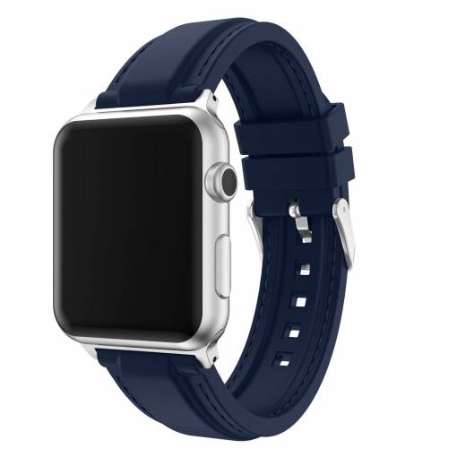 Foto - eses Silikonový řemínek pro Apple Watch - Modrý s prošíváním 42mm, 44mm, 45mm, 49mm